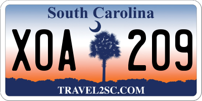 SC license plate XOA209