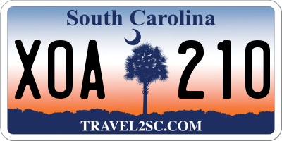 SC license plate XOA210