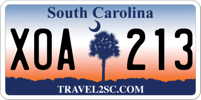 SC license plate XOA213