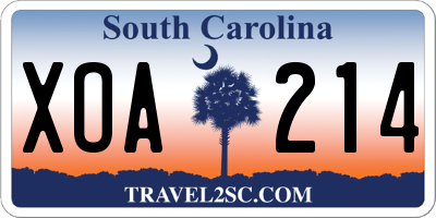 SC license plate XOA214
