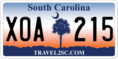 SC license plate XOA215