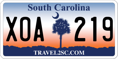 SC license plate XOA219