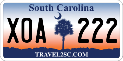 SC license plate XOA222
