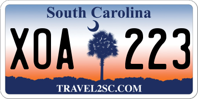 SC license plate XOA223