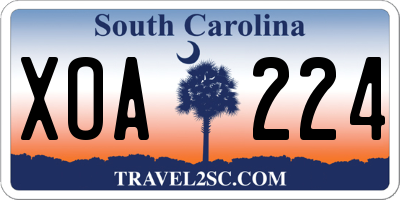 SC license plate XOA224