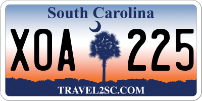 SC license plate XOA225