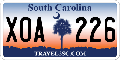 SC license plate XOA226