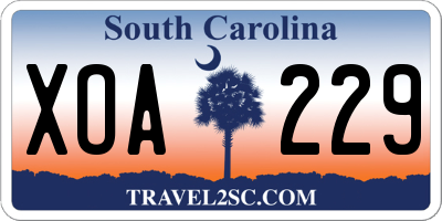 SC license plate XOA229