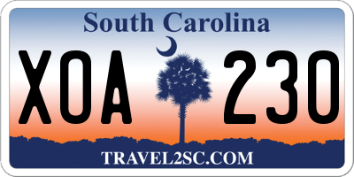 SC license plate XOA230