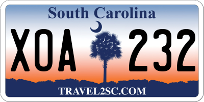 SC license plate XOA232