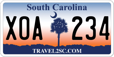 SC license plate XOA234