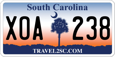 SC license plate XOA238