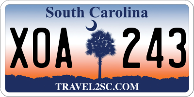 SC license plate XOA243