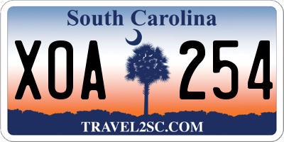 SC license plate XOA254