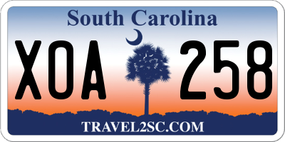 SC license plate XOA258