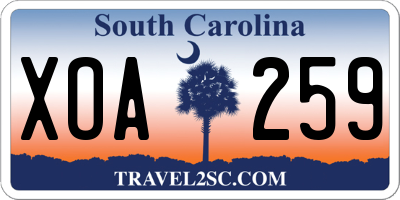 SC license plate XOA259