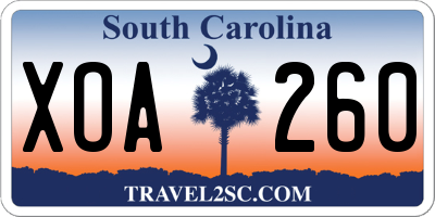 SC license plate XOA260