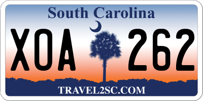 SC license plate XOA262