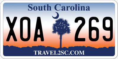 SC license plate XOA269