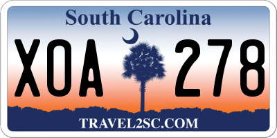 SC license plate XOA278