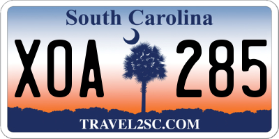 SC license plate XOA285