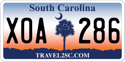 SC license plate XOA286