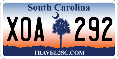 SC license plate XOA292