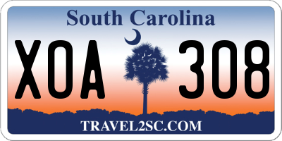 SC license plate XOA308