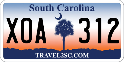 SC license plate XOA312