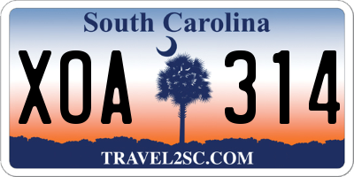 SC license plate XOA314