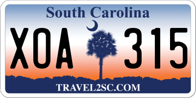 SC license plate XOA315