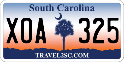 SC license plate XOA325