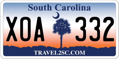SC license plate XOA332