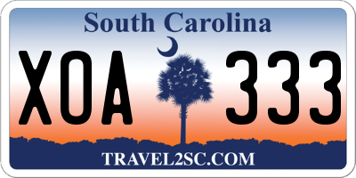 SC license plate XOA333