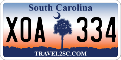 SC license plate XOA334