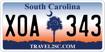 SC license plate XOA343