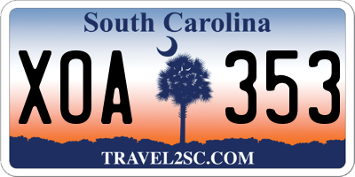 SC license plate XOA353