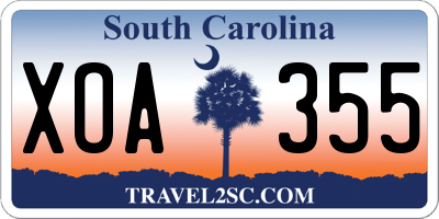 SC license plate XOA355