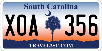 SC license plate XOA356