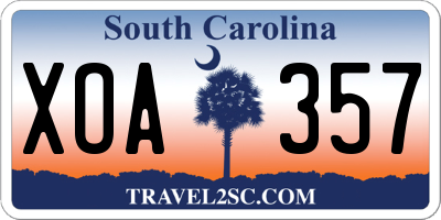 SC license plate XOA357