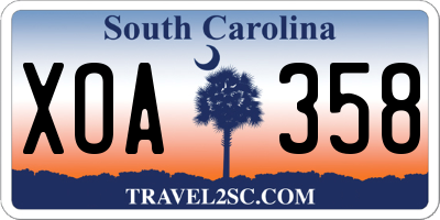 SC license plate XOA358