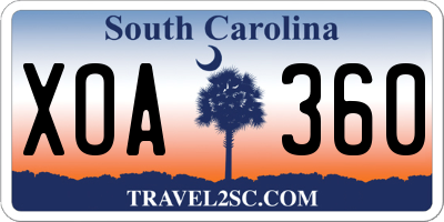 SC license plate XOA360