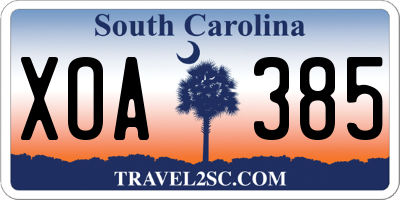 SC license plate XOA385
