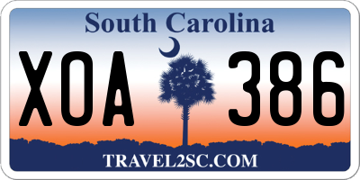 SC license plate XOA386