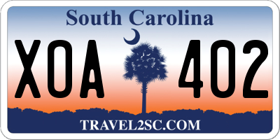 SC license plate XOA402