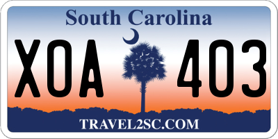 SC license plate XOA403