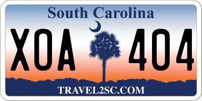 SC license plate XOA404