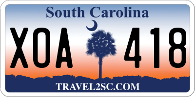 SC license plate XOA418