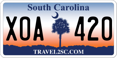 SC license plate XOA420