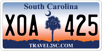 SC license plate XOA425